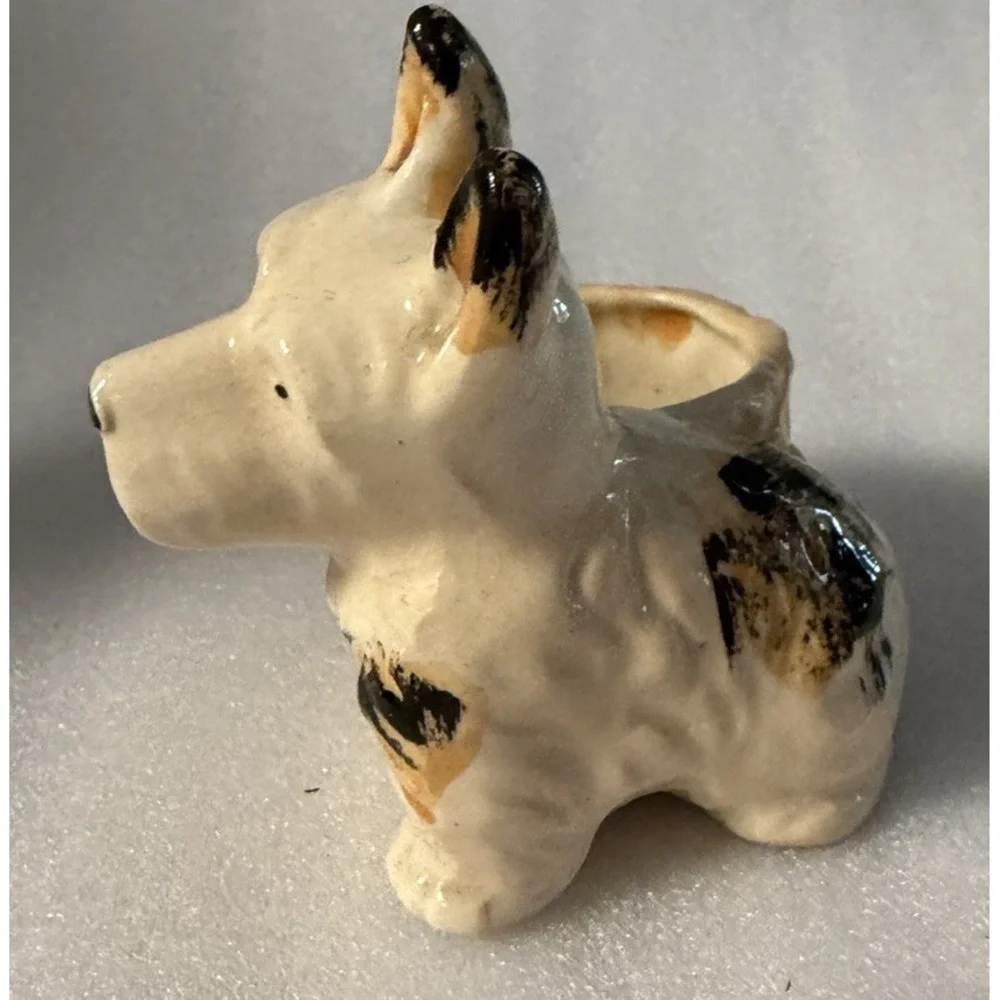Vintage Occupied Japan Scottie Dog Planter Ceramic Terrier Basket 1945-1952